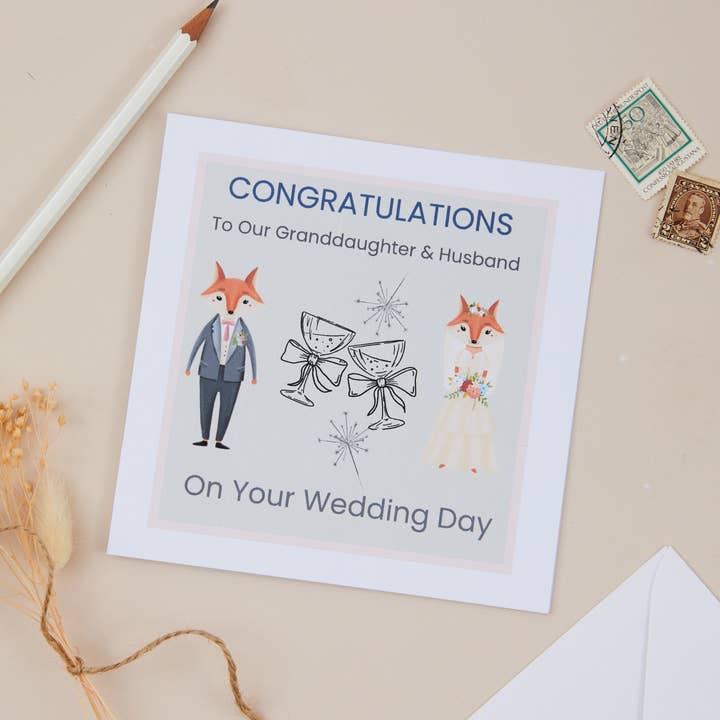 Granddaughter Wedding Day Congratulations Card for wholesale by Susiedoesstationery