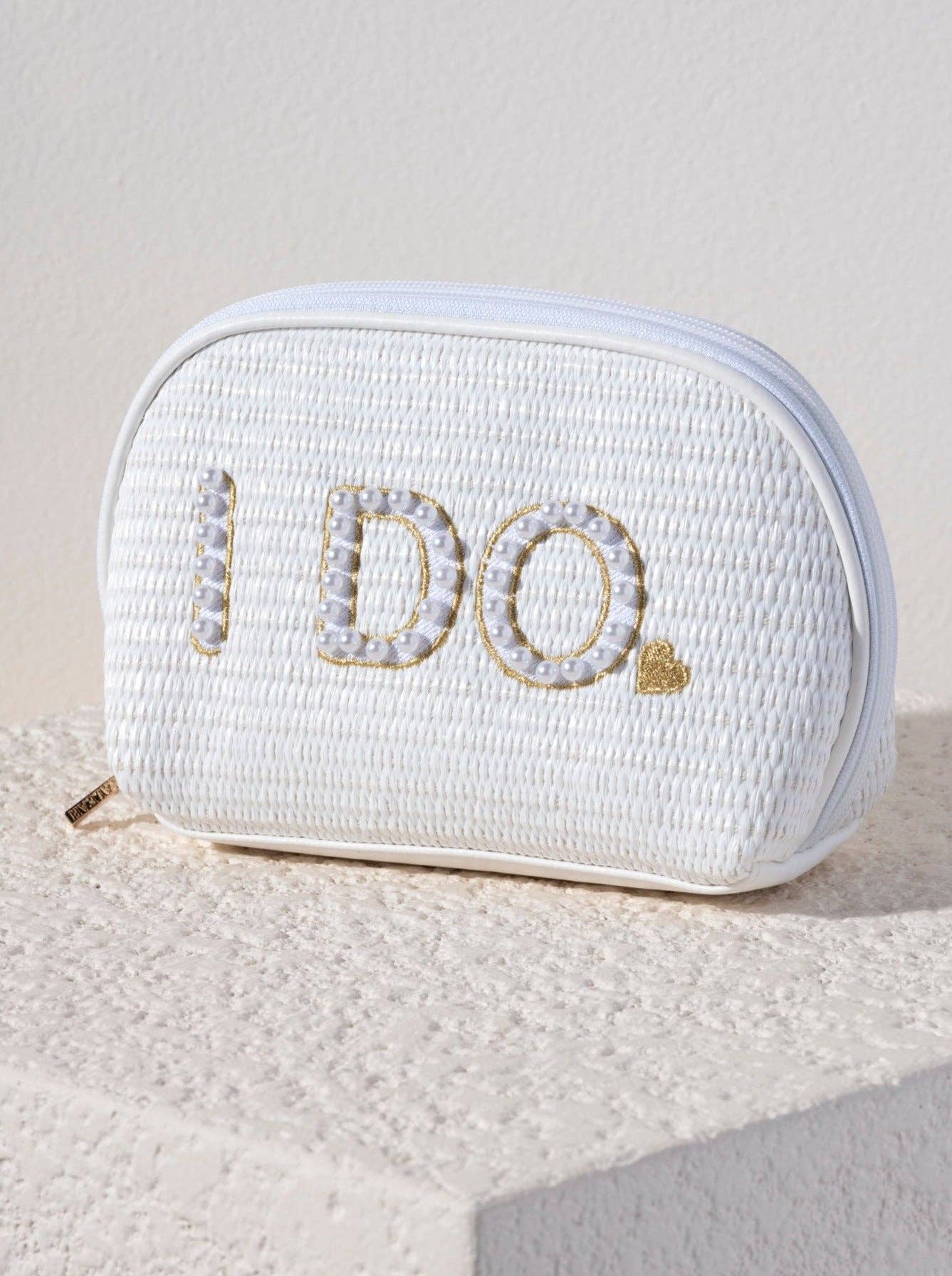 Shiraleah - Wholesale Makeup/Cosmetic Bag - "I DO" ZIP POUCH, WHITE1