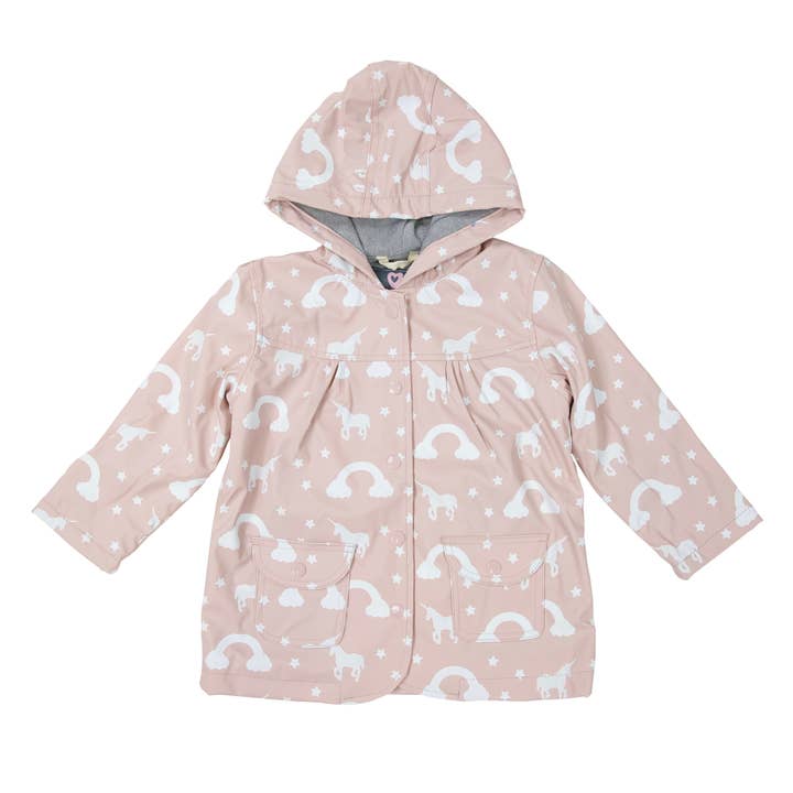 Korango Australia - Wholesale Raincoat - Kids - Colour Change Unicorn Raincoat Dusty Pink