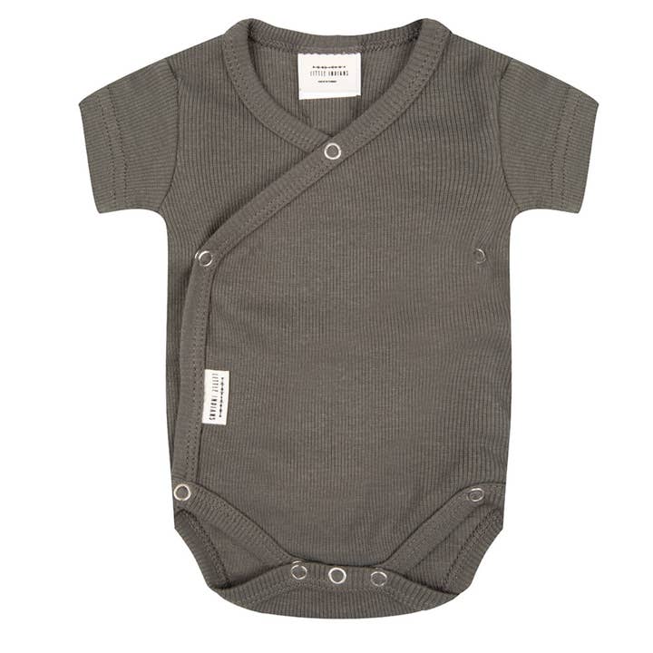 Romper Manga Corta de Canalé - Oliva Polvorienta para venta al por mayor de Little Indians