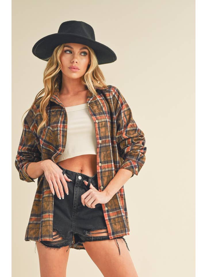 AEMI + CO – wholesale Tröja med knappar – Dam – 8323DN Laura skjorta i tvättat rutigt flanelltyg36