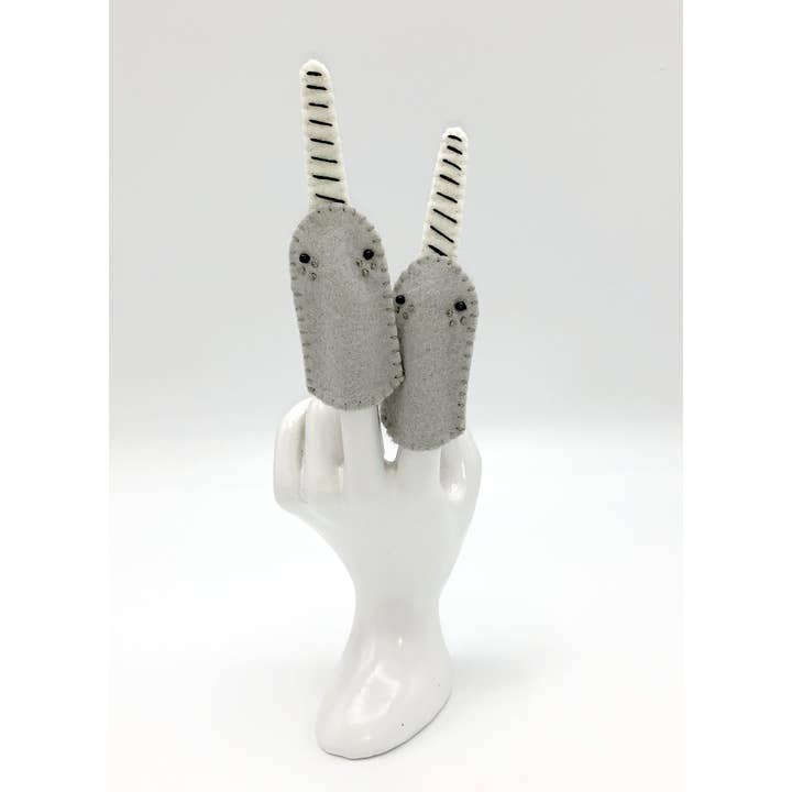 Lumpy Buttons - Wholesale Finger Puppet - Kids & Baby - Narwhal Felt Finger Puppet1