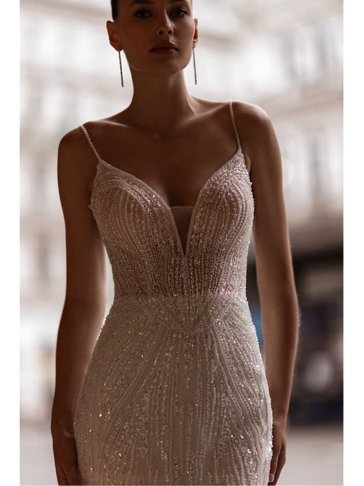 MischkaCo – Vestido comprido - Mulher por atacado – Vestido de Noiva Moderno Clássico 56103