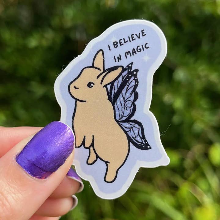 I Believe in Magic Bunny Sticker for wholesale by Tashie Art