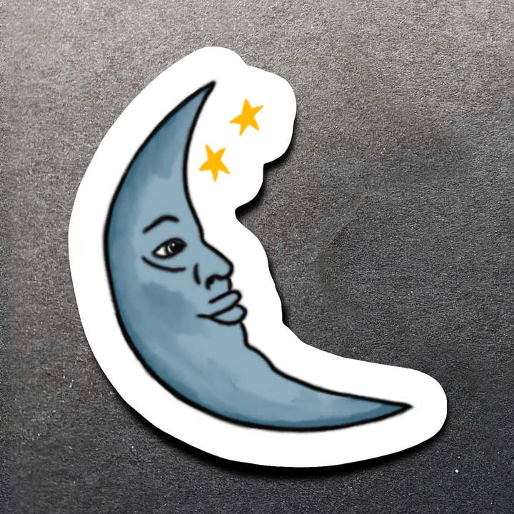 Waterproof Matte Vinyl Moon Sticker for wholesale by Rye & Co.