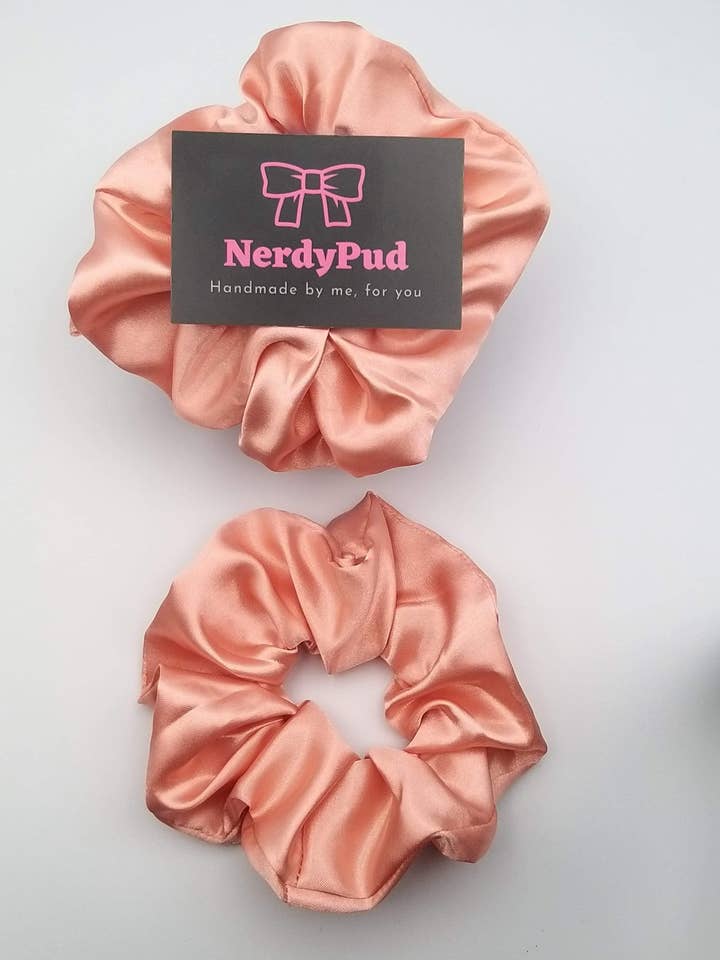 Peach Satin Scrunchie for wholesale by NerdyPud
