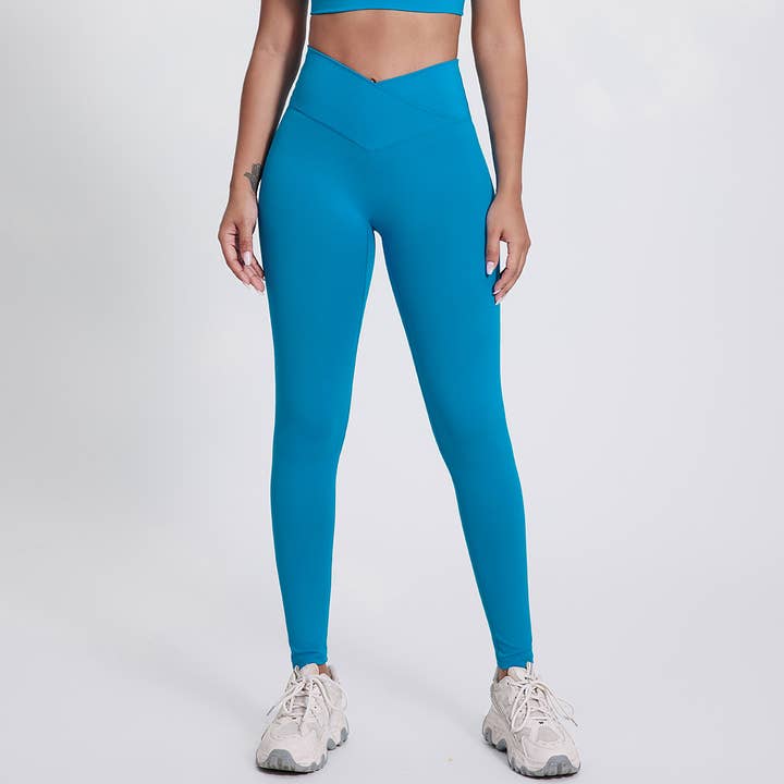 Sodalemon - Vendita all'ingrosso Leggings sportivi/loungewear - Donna - Leggings Sportivi da Fitness a Vita Incrociata per Donne a Colore Unito2