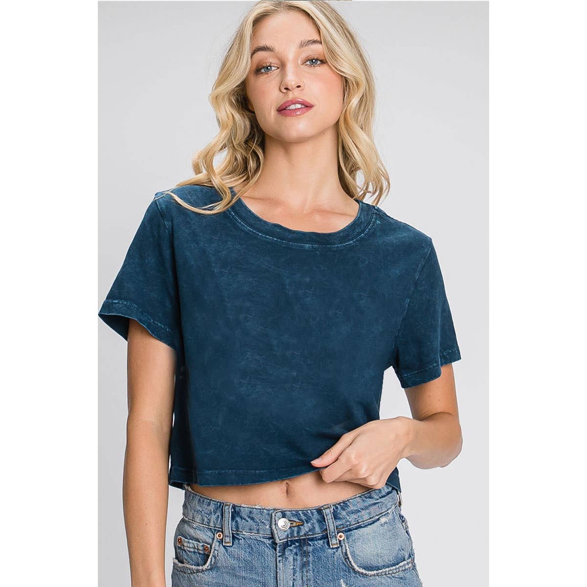 HRTandLUV - Wholesale T-Shirt - Women's - MINERAL WASHED SHORT SLEEVE GRAPHIC CROP TOP6