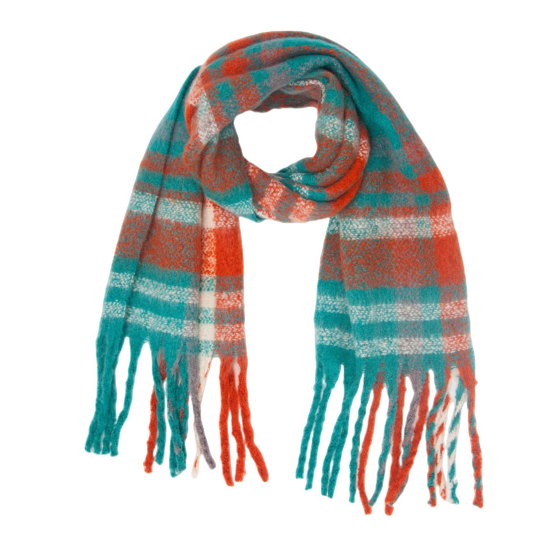Dipped Shop - Wholesale Scarf - Women's - Tassel Plaid Vintage Scarves DPKS12180