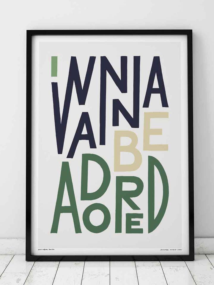 Texte de la chanson I Wanna Be Adored, typographie audacieuse pour la vente par Sketchbook Design