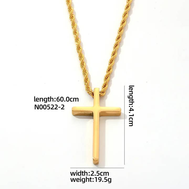 Sweet Cherry Sky - Wholesale Pendant/Charm Necklace - Mens Stainless Steel Cross Necklace Silver or Gold1