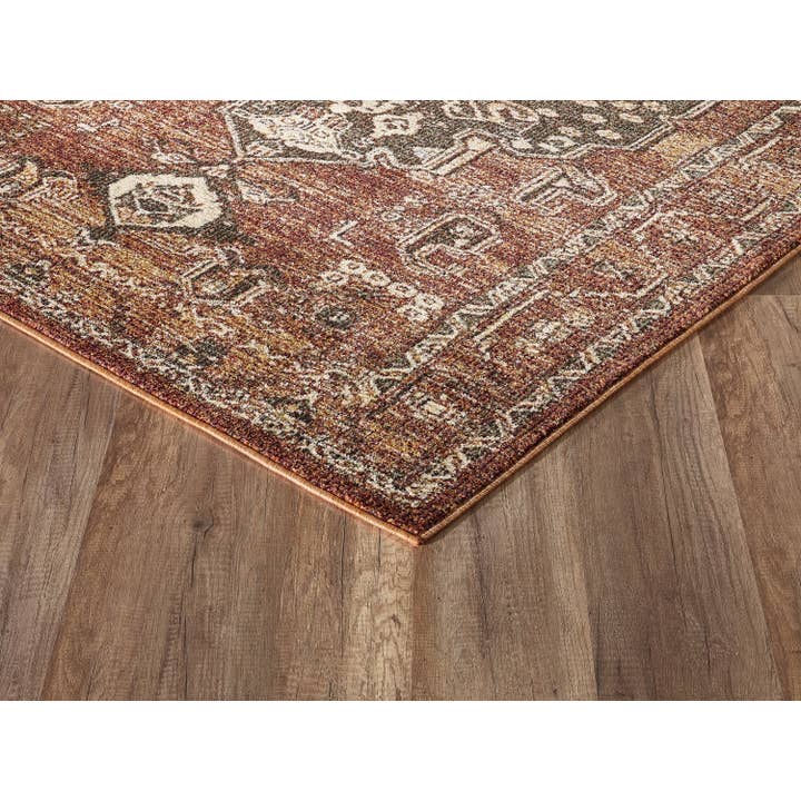 Abani Rugs - Wholesale Area rug - Abani Mesa Orange Rust Medallion Distressed Area Rug5