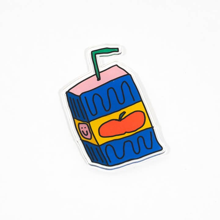 juice box recycled acrylic fridge magnet for wholesale by Gab Art & Design