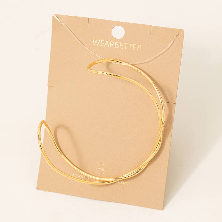 G Twisted Metallic Wire Cuff Bracelet for wholesale on Faire