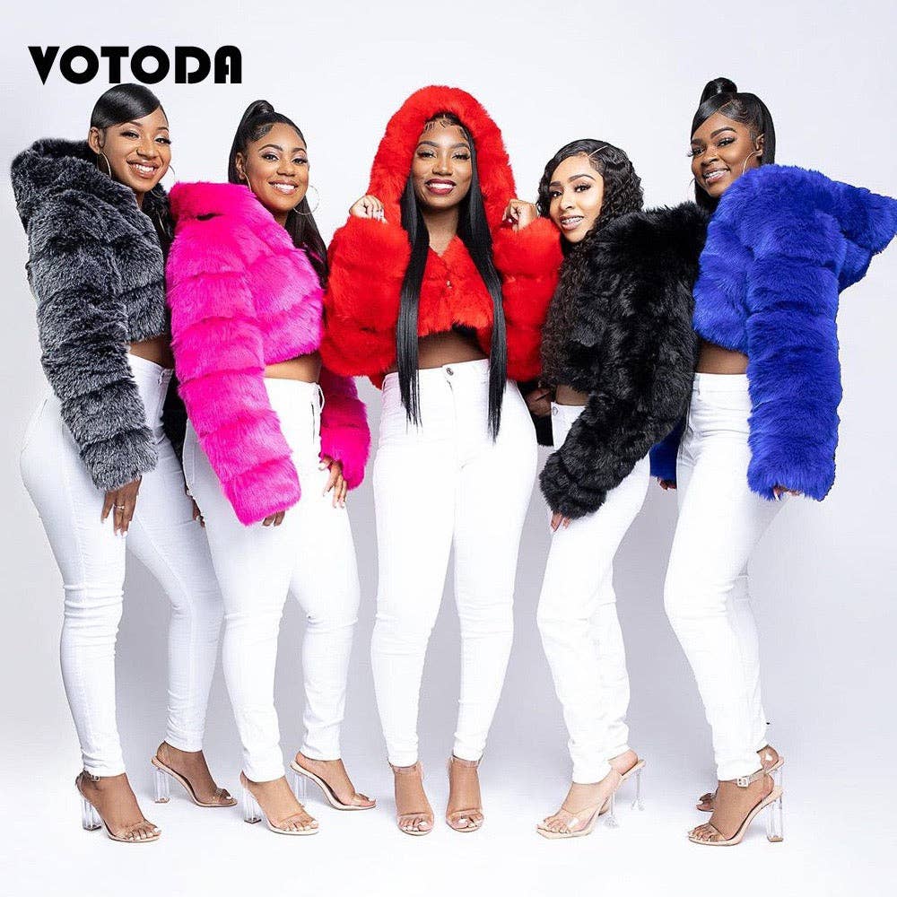 BLUE EVERY FASHION Luxury Faux Fur Puffer Jacket with Oversized Hood for wholesale on Faire3