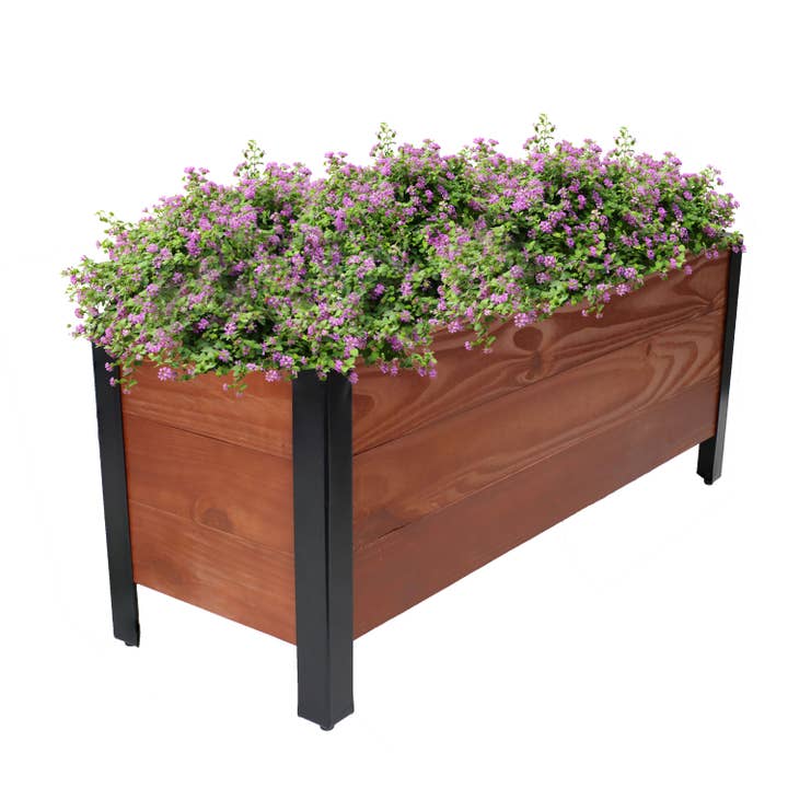Sunnydaze Decor - Wholesale Planter Box - Acacia Wood Raised Garden Bed with Liner - 14.75" H - Brown8