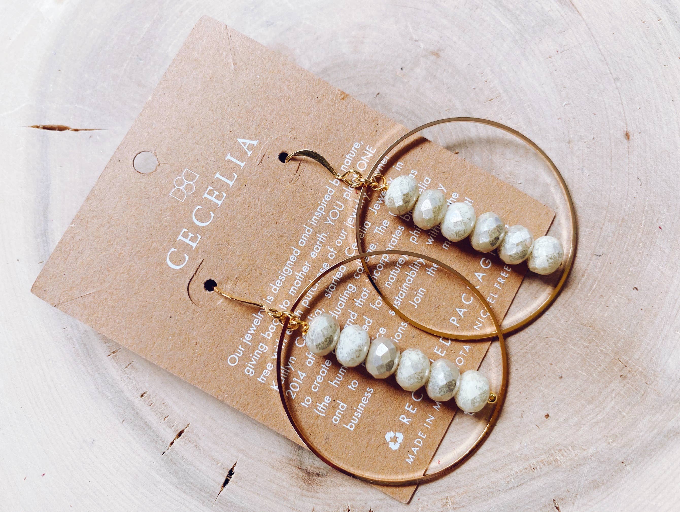 Cecelia Designs Jewelry - Wholesale Dangle Earrings - Gemstone and Gold Plated Drop Hoop Earring 7