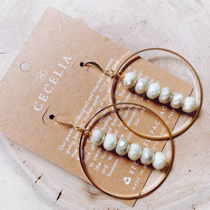 Cecelia Designs Jewelry - Wholesale Dangle Earrings - Gemstone and Gold Plated Drop Hoop Earring 7