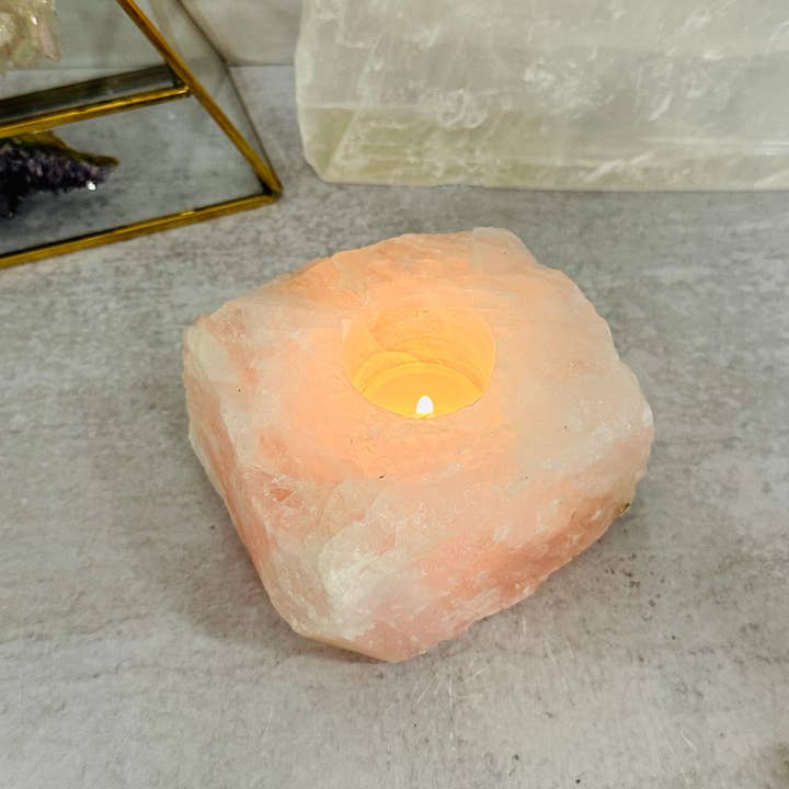 Rock Paradise - Wholesale Candle Holder - WHOLESALE Crystals - Case Pack BULK LOT - BUY THE BOX 🌸 20 Rose Quartz "B" Candle Holders - SAVINGS8