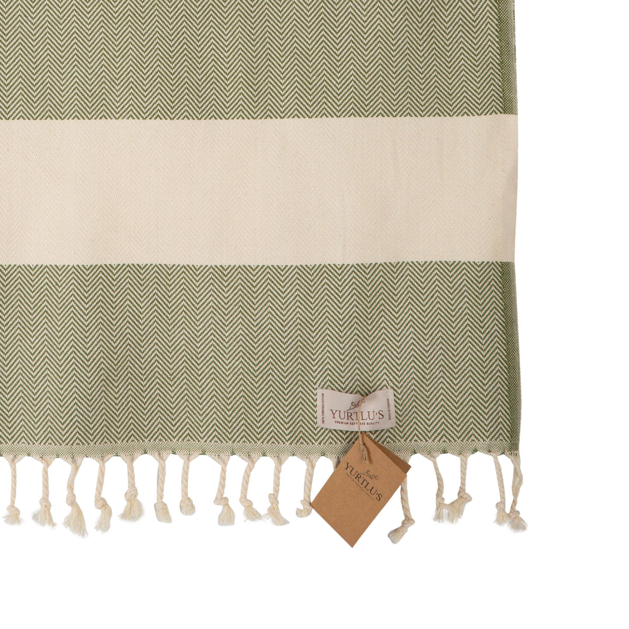 Olijfgroen YURTLU'S TURKISH COTTON Golden Sands Series strandlaken - Olijfgroen | 71 x 37 in 100% katoen voor groothandel op Faire4