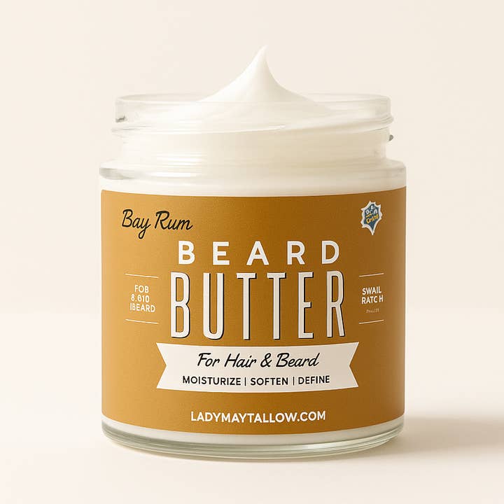 Tallow Man Bay Rum Beard + Body Butter | Men's Grooming | Grass-Fed Tallow | 9oz for wholesale by May's Market @ TLM