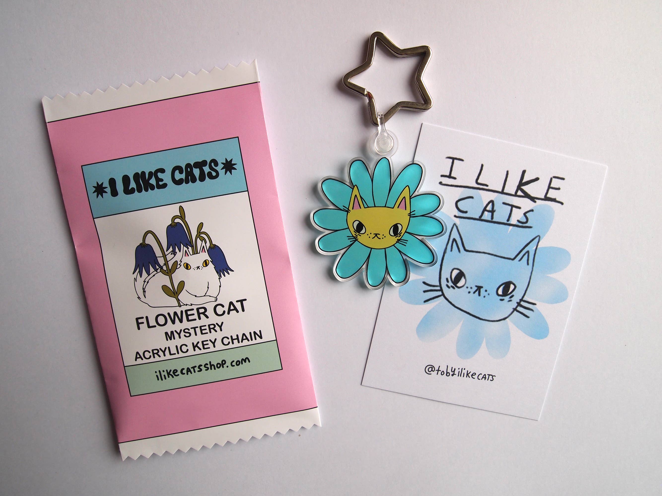 I LIKE CATS – wholesale Keychain – Women's – Cats and flowers acrylic keychain blind bag, mystery bags6