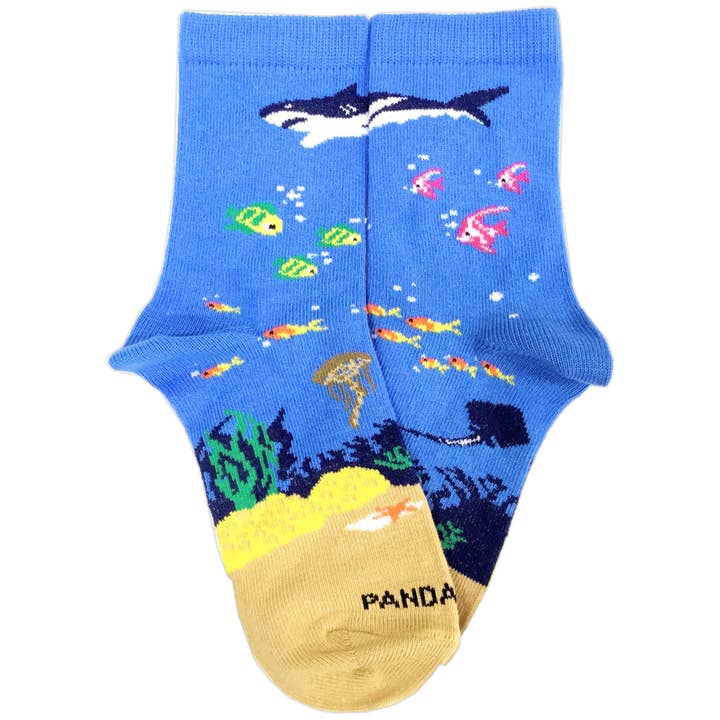 Shark in the Ocean Socks (Ages 3-7) for wholesale by Sock Panda