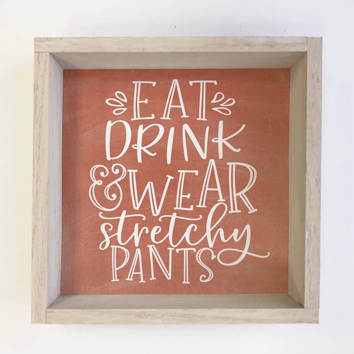 Pantalones elásticos Eat Drink Wear, diseño gráfico con forma de palabra divertida para venta al por mayor de Hangout Home