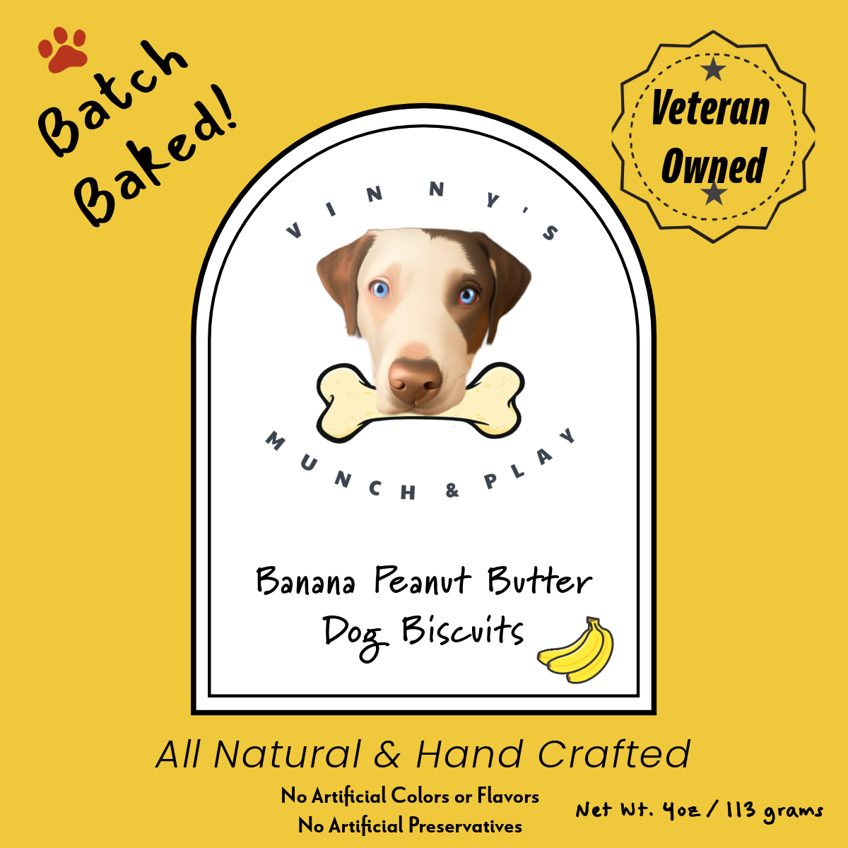 Vinny's Munch & Play - Wholesale Pet Biscuit - Dog - Banana Peanut Butter Dog Biscuit 1