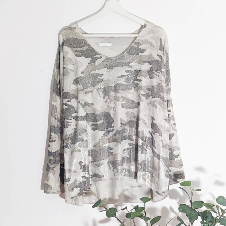 Top con estampado de camuflaje con brillo sutil para venta al por mayor de Tempest Designs