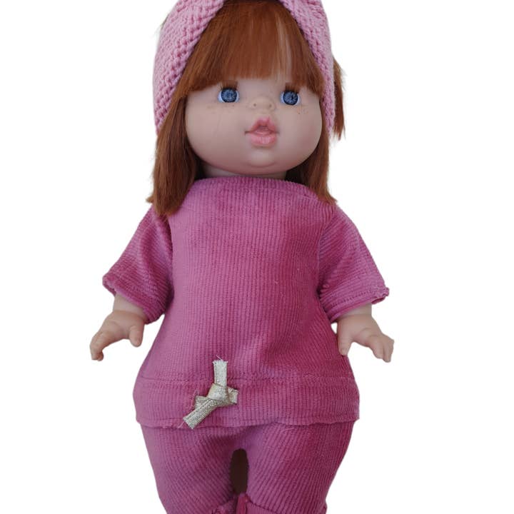 Pink Cortelle Velvet Jersey Jumpsuit for wholesale by Maman Poule et Papa Coq