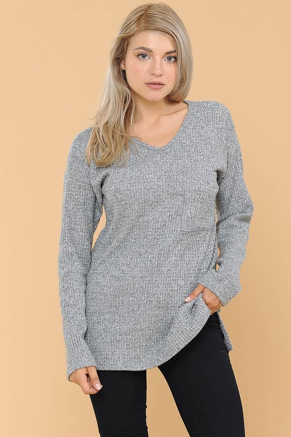 Burgundy Apparel - Wholesale Knit Top - Women's - BASIC KNIT V-NECK LONG SLEEVE TOP4