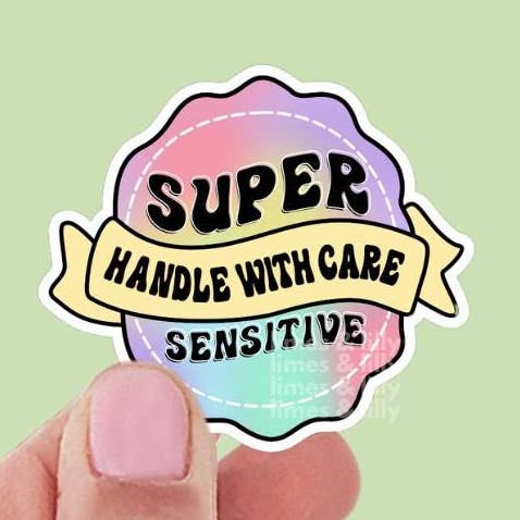 Super følsom håndteres med forsigtighed vinylklistermærke for engroshandel hos Limes & Lilly