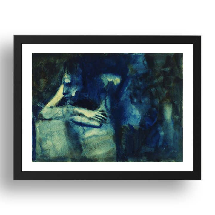 Pablo Picasso: Brooding Woman, Three Children, modernist artwork, A3 Size Reproduction Poster Print in 17x13" Black Frame for wholesale by PERIOD PRINTS