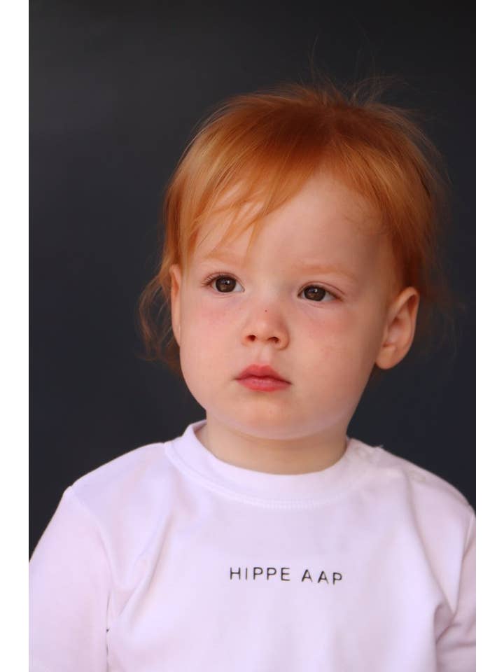 Hippe Aap - Wholesale Screen Printed T-Shirt - Kids - Hippe Aap kinderen meisjes shirt Emma wit Nieuw kledingmerk