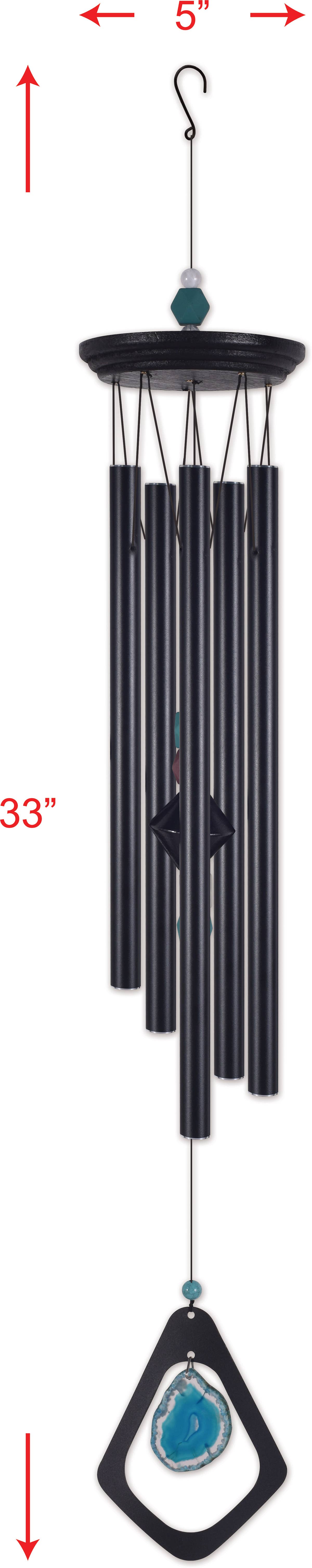 Sunset Vista Designs – wholesale Vindspel – 33-tums Mystic Blue Agate vindspel för trädgårdsdekoration - 942011