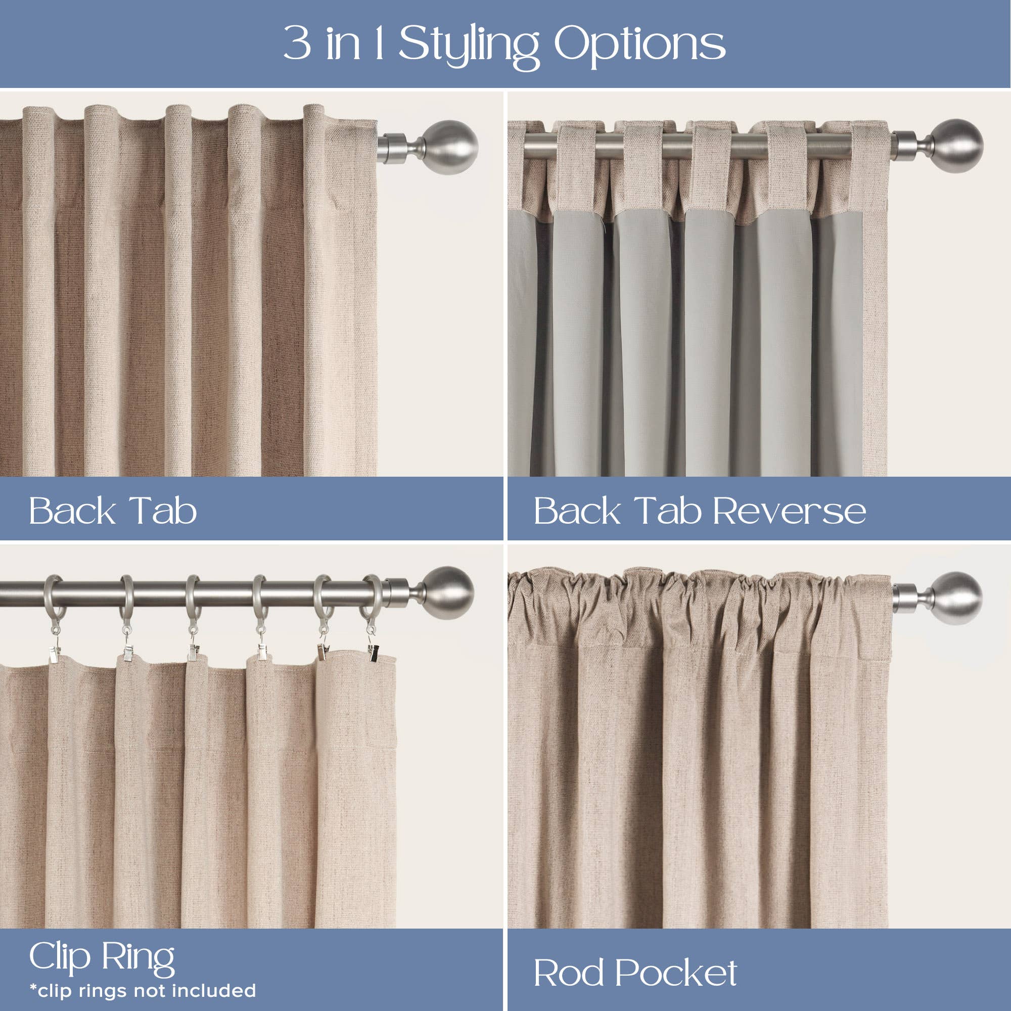 Awesome Home - Wholesale Curtain - Chenille Blackout Back Tab Curtains Pair, 2 Panels3