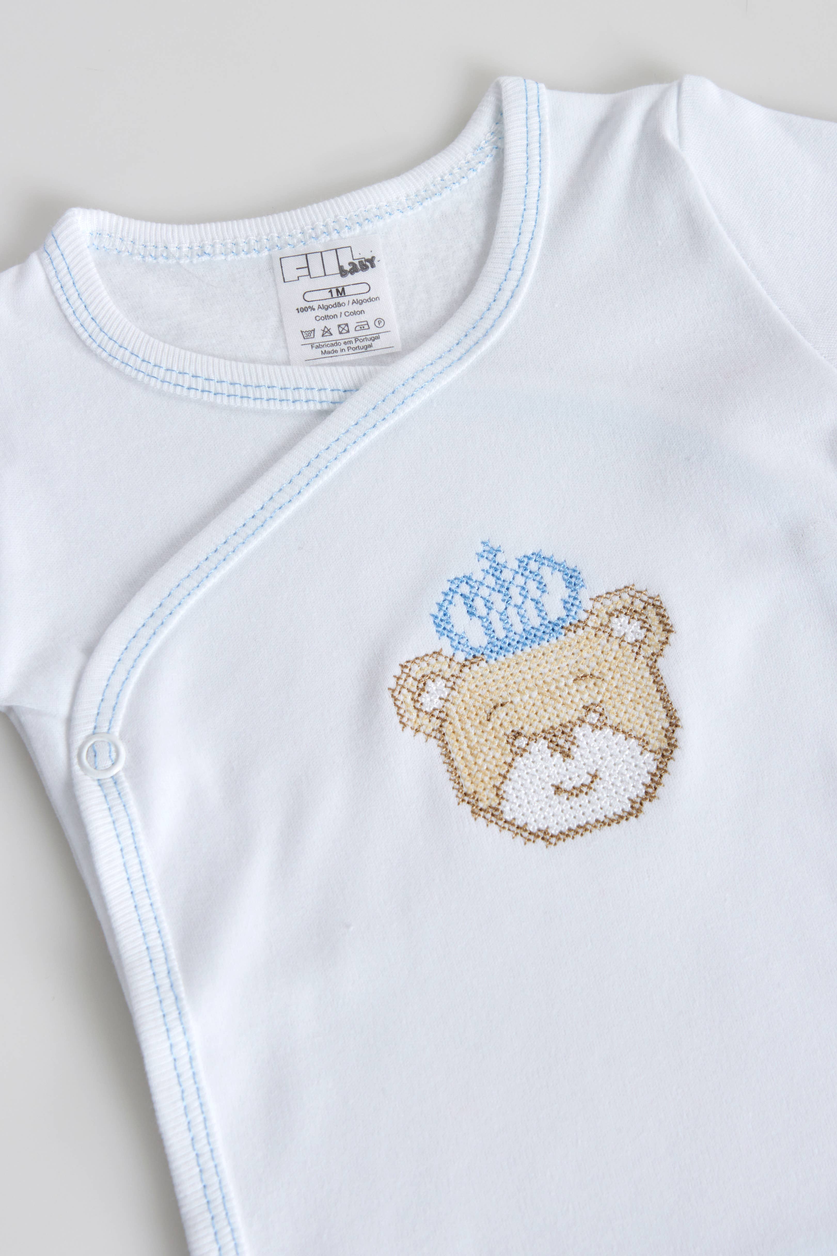 Amorim Gerações, LDA - Wholesale Clothing Set - Baby - Cross Stitch Open Side Bodysuit with Tights Bear King 0530s2