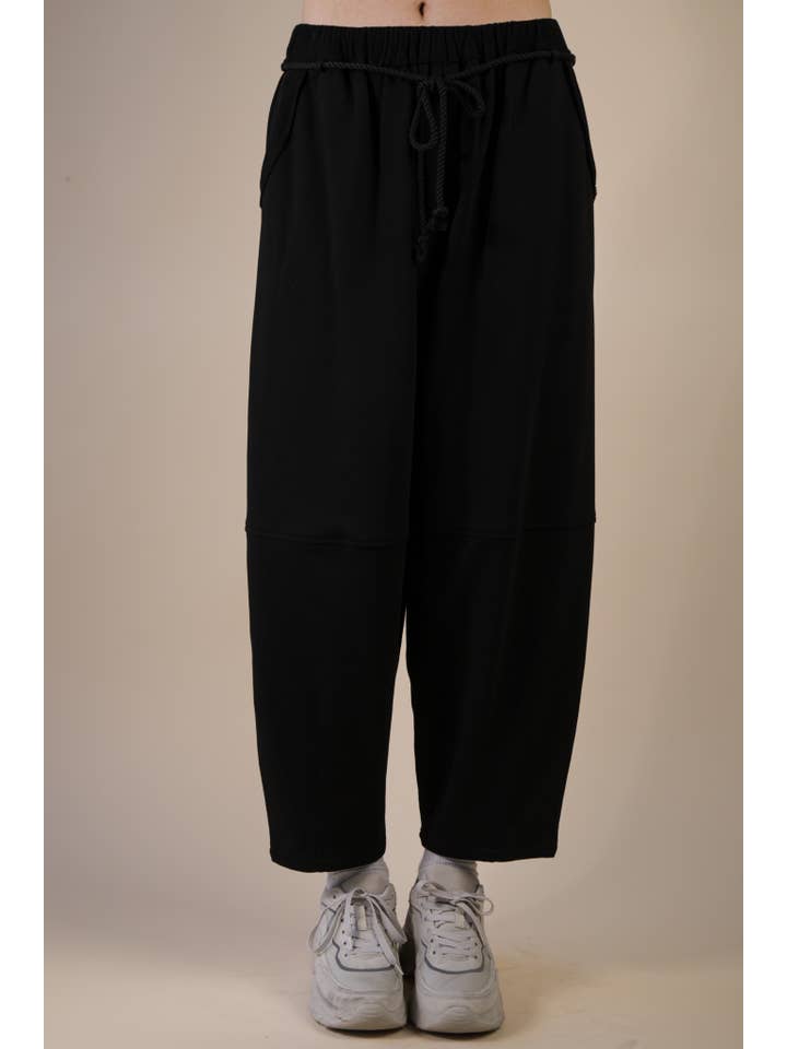 VERY J - Wholesale Pants - Women's - NP70814-Braid Waist Strip Barrel Pants13