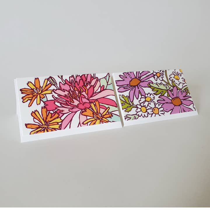 Little Green - Wholesale Stationery/Notecard Set - Pink Lotus Flower Mini Note Card, Florist Gift Tag