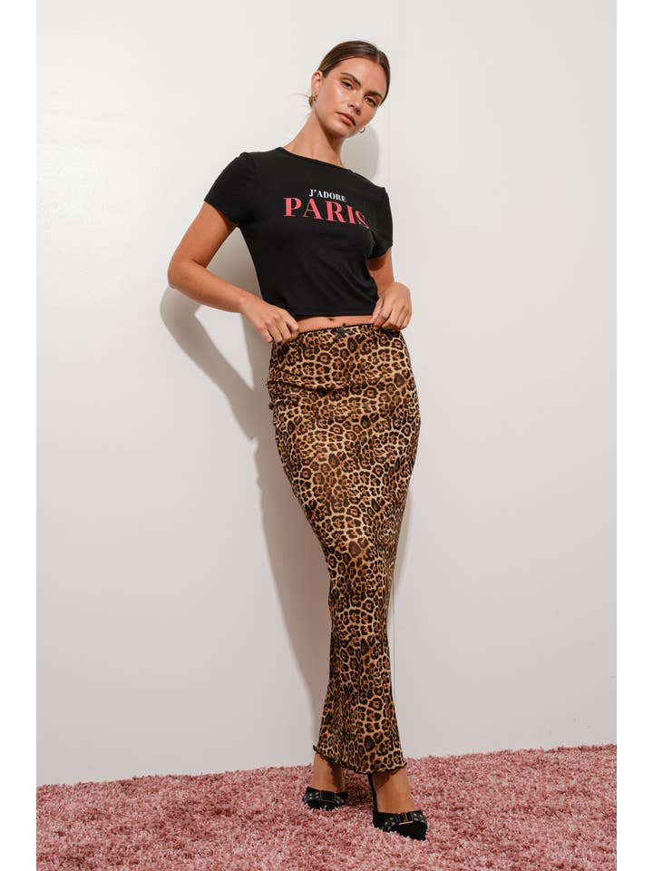 LEOPARD MESH MAXI SKIRT for wholesale on Faire