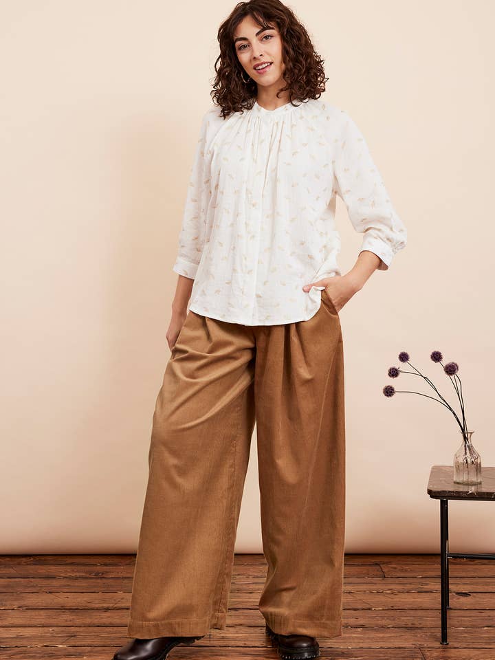 Bianca Gold Leaf blouse van dubbele stof voor wholesale door emilyandfin