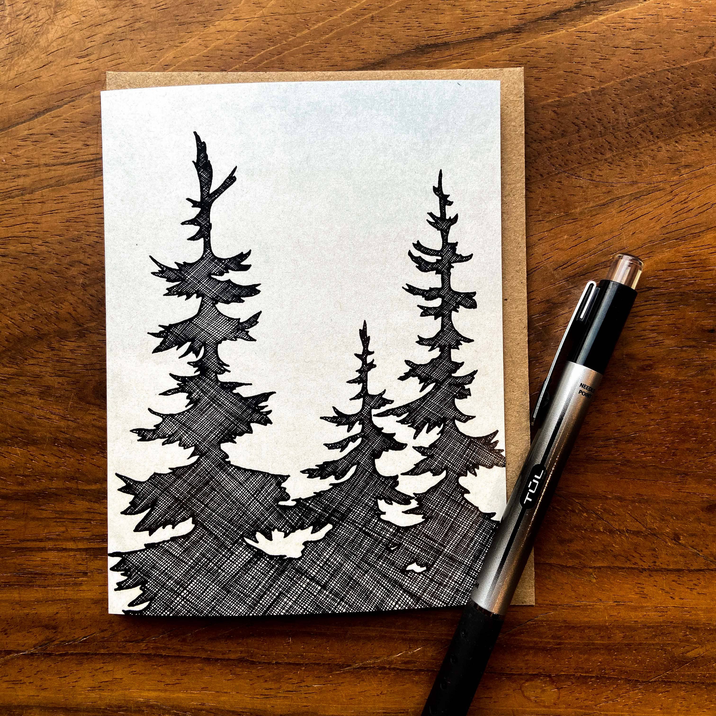 Red Umbrella Designs - Wholesale Everyday Greeting Card - NW Trees Greeting Card1