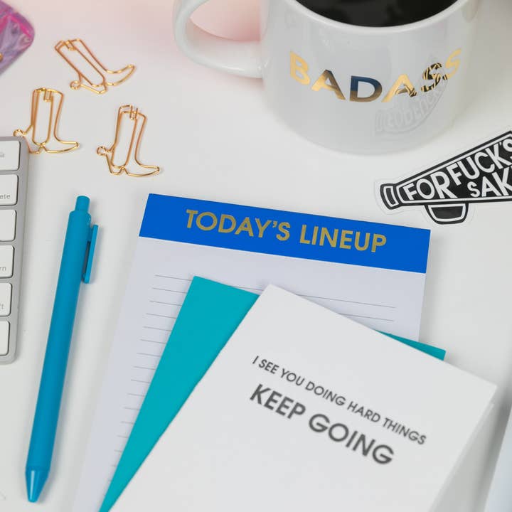 Chez Gagné - Wholesale Notepad - Today's Line Up - Lined Notepad - Perforated Sheets - Royal Blue