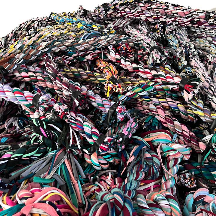 Shreds + rerope - Wholesale Yarn - Thick T-Shirt Rope Scrap - 18" Minimum Length 2" Diameter3