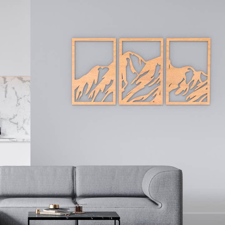 PeroWorx Designs - Wholesale Gallery Wall Set - Mountain Wall Art, Wood Wall Art, Housewarming Gift1