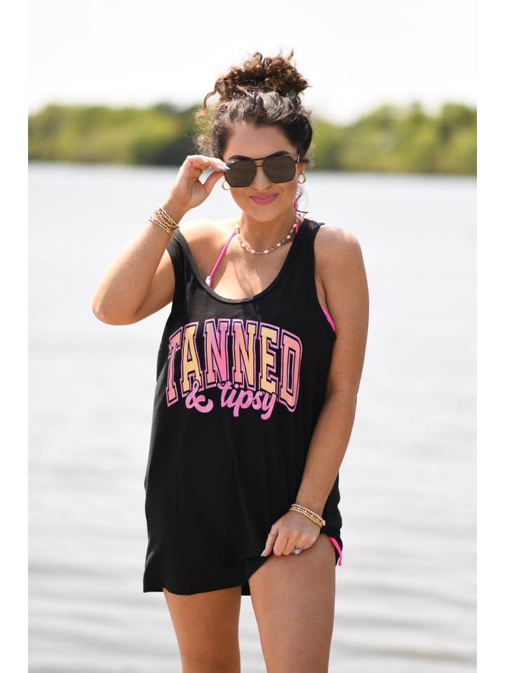 Black RTS Tanned & Tipsy Ombré Tank for wholesale on Faire