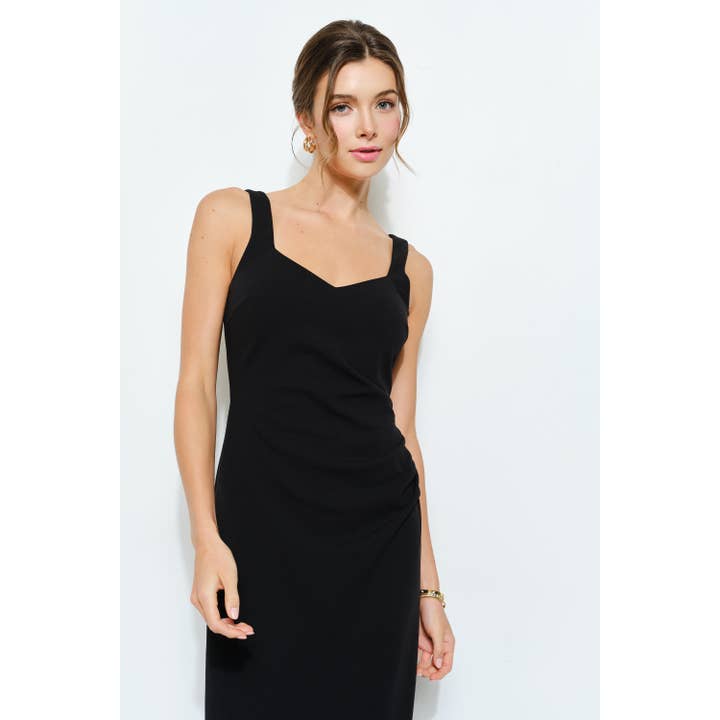 INA - Wholesale Dress - Women's - Knit Crepe Bodycon Midi with Princess Neckline22
