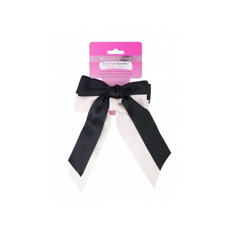 Beauty Pro - Wholesale Hair Bow - Women's - Brushworks Satin Hair Bow Duo Black and White0