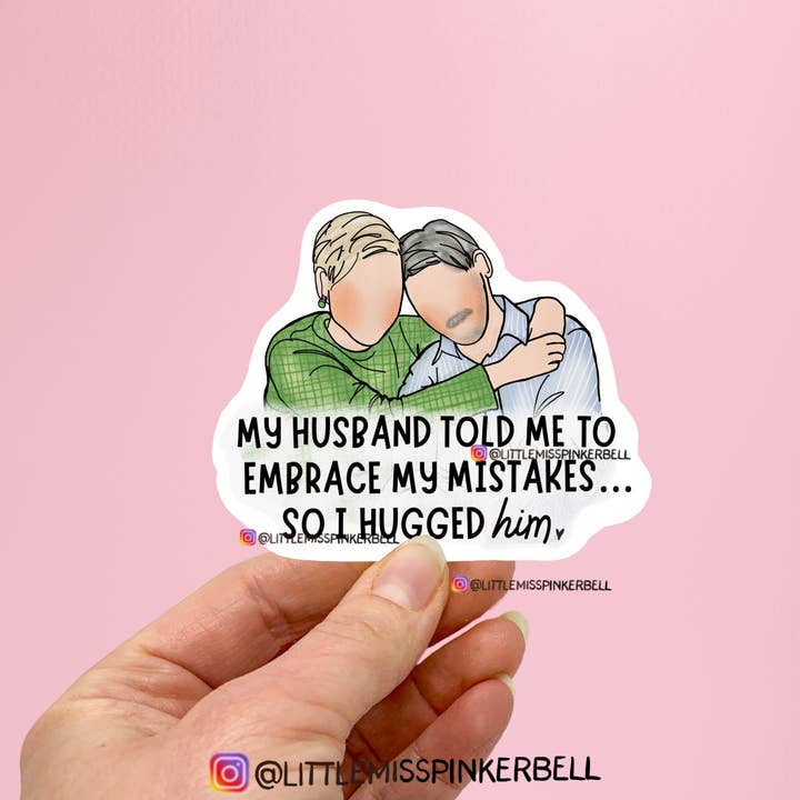 Funny Married Life Husband Hug Vinyl Sticker- Spouse Gift for wholesale by Little Miss PinkerBell